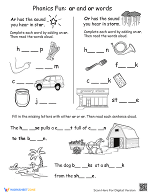 Phonics Fun: Ar and Or Words