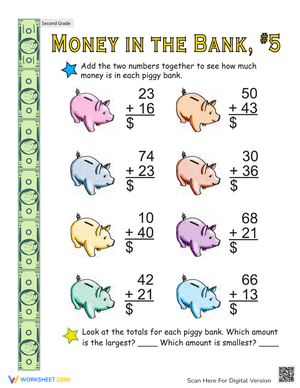 Money Bank: Two-Digit Addition Practice