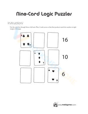 Nine Card Logic Puzzle Worksheet