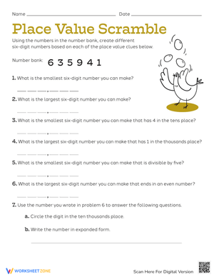 Place Value Scramble Worksheet