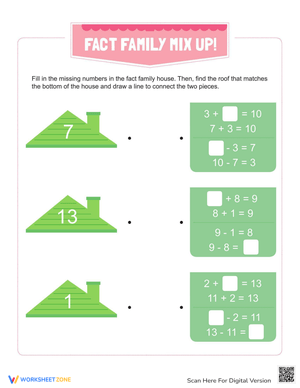 Fact Family Mix-Up Worksheet