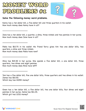 Solve Money Word Problems!