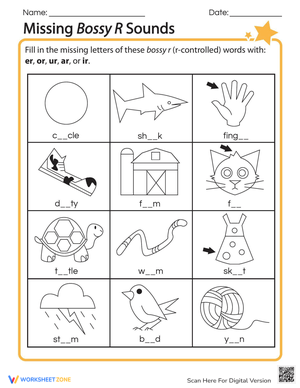 Missing R-Controlled Vowels Worksheet