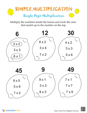 Simple Multiplication Worksheet