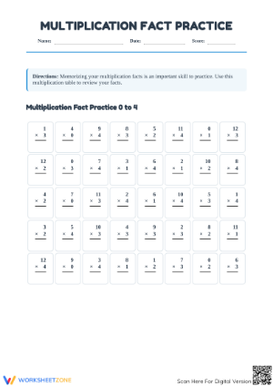 Hooray for Arrays: Printable Multiplication Fact Practice