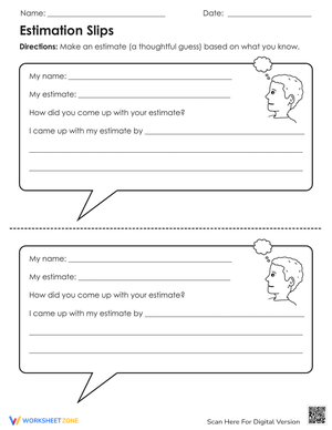 Estimation Practice Slips Worksheet