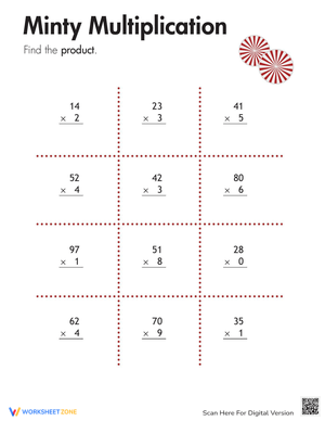 Multiplication Practice: Minty Third Grade