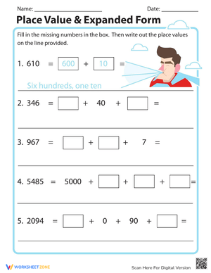 Place Value and Expanded Form Worksheet