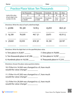 Practice Place Value to Ten Thousands