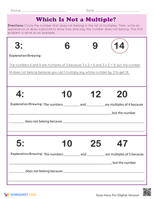 Which is Not a Multiple? Practice Sheet