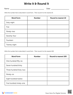 Write It and Round It Worksheet