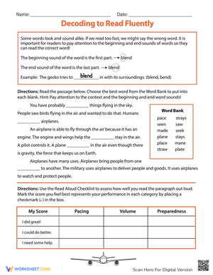 Decoding to Read Fluently Worksheet