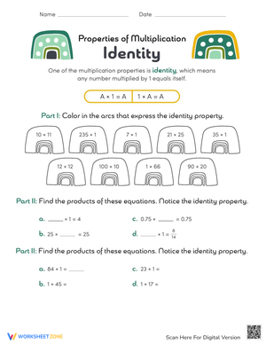 Multiplication Properties: Identity Property