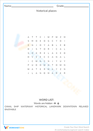 Explore Historical Places: An Engaging Worksheet