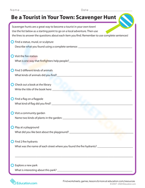 Be a Tourist: Town Scavenger Hunt