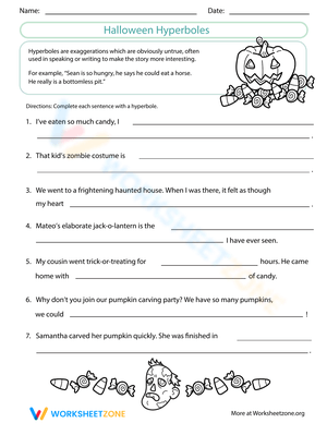 Halloween Hyperboles Worksheet for Fun