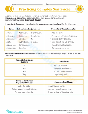 Practicing with Complex Sentences