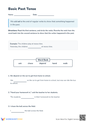 Past Tense -ed Worksheet | Grade 3 Essential