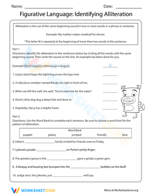 Identifying Alliteration: Figurative Language