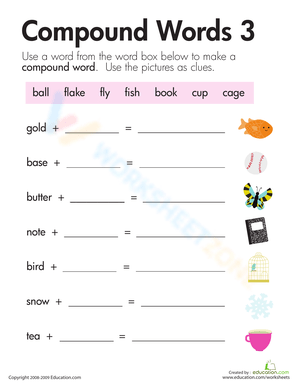 Compound Words Practice: Second Grade
