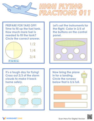 Flying Fractions Worksheet: Practice Made Fun