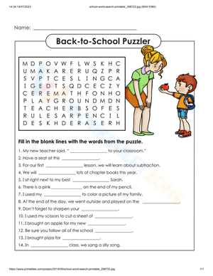 Back to School Puzzler Worksheet