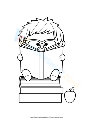 Back to School Kid Reading Book Worksheet