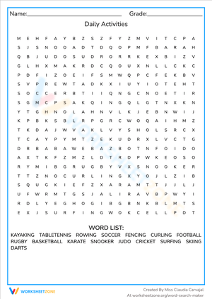 Learn Daily Activities with This Fun Worksheet