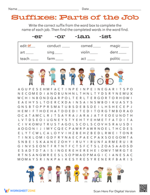 Suffixes Practice Worksheet: -job
