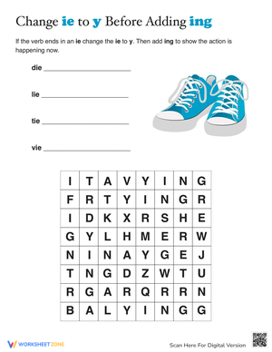 Verbs Ending with -ing Practice Worksheet