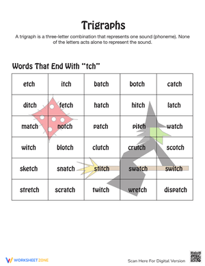 Trigraphs Phonics Practice Worksheet