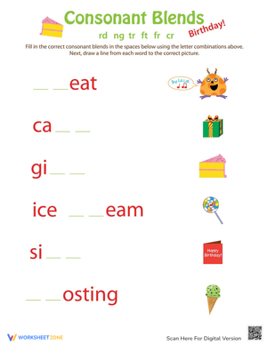 Birthday Consonant Blends