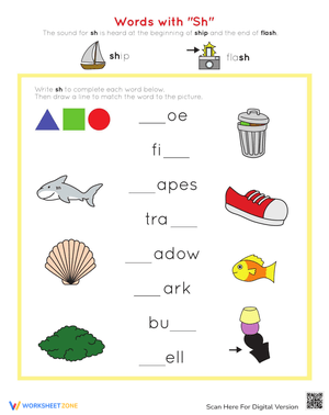 Sounding Out: Digraph SH Worksheet