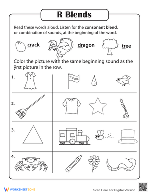 Master Consonant Blends with R-Blends Worksheet