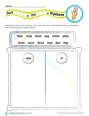 Sort the Diphthong: Phonics Exercise