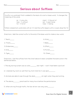 Serious About Suffixes: Mastering Word Endings