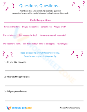Practice Forming Questions with this Worksheet