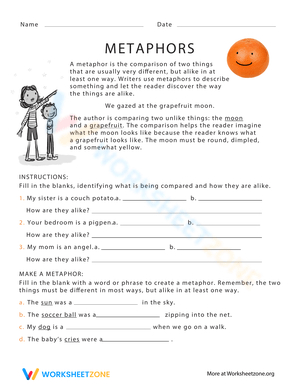 Exploring Metaphors Worksheet