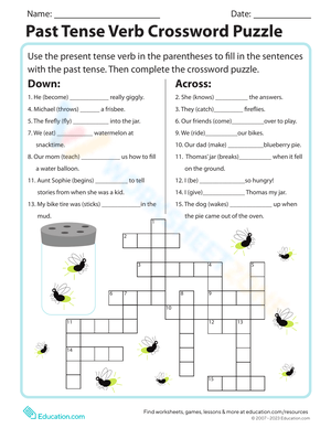 Past Tense Verb Crossword Puzzle