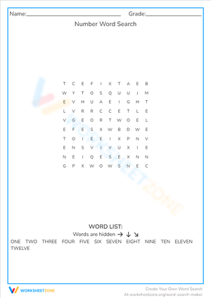 Number Word Search