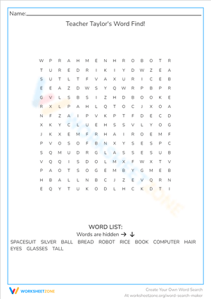 Teacher Taylor's Engaging Word Find Puzzle