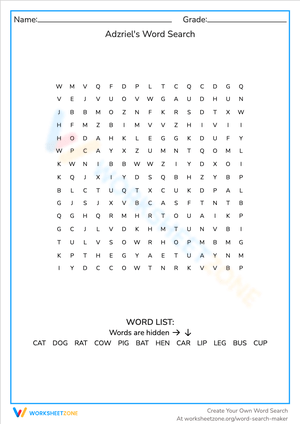 Easy First Words Word Search - CAT, DOG, and More!