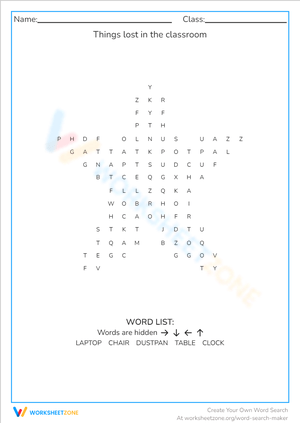 Lost in the Classroom: Word Search for Objects