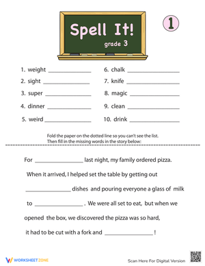 Spell It 3: Spelling Practice Worksheet