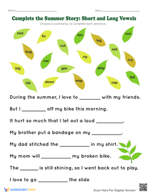 Complete the Summer Story: Writing
