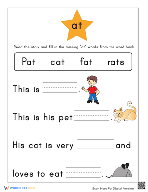 Word Family Story: -at Family Words