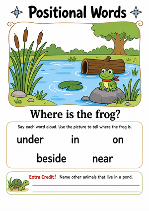 Essential Prepositions Worksheet | Preschool Grammar
