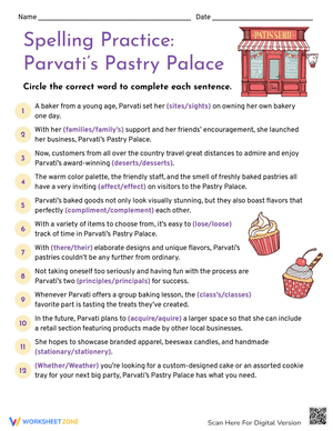 Spelling Practice: Pastry Palace