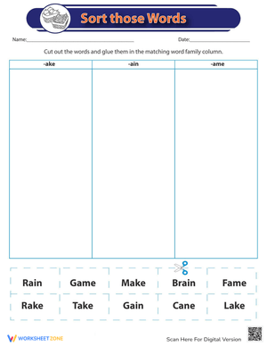 Sorting Words Worksheet: Enhance Vocabulary Skills