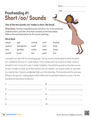 Short OO Proofreading Worksheet for Kids